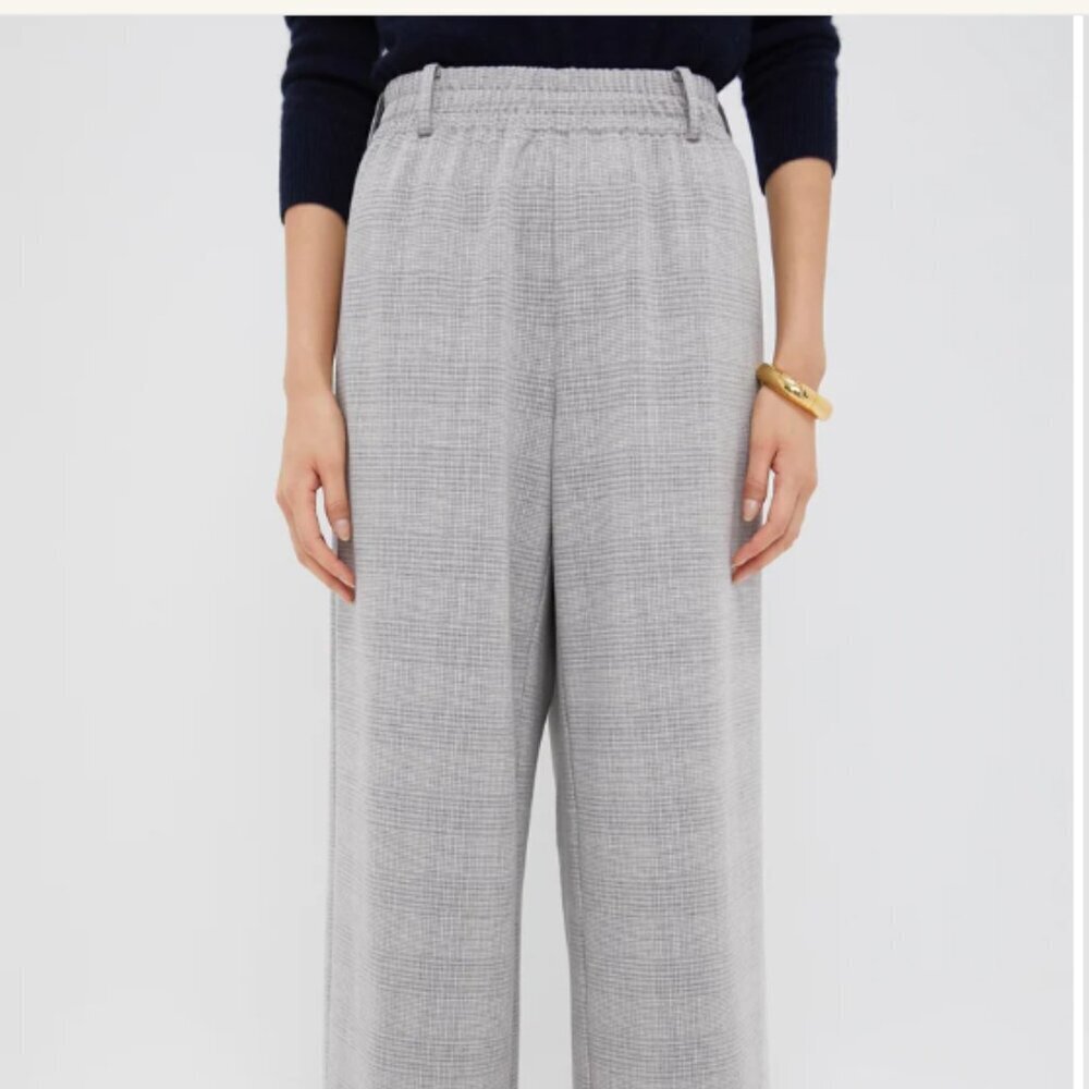 Tuckernuck Gray Plaid Cropped Flare Carlton Pants size Small - Picture 3 of 8